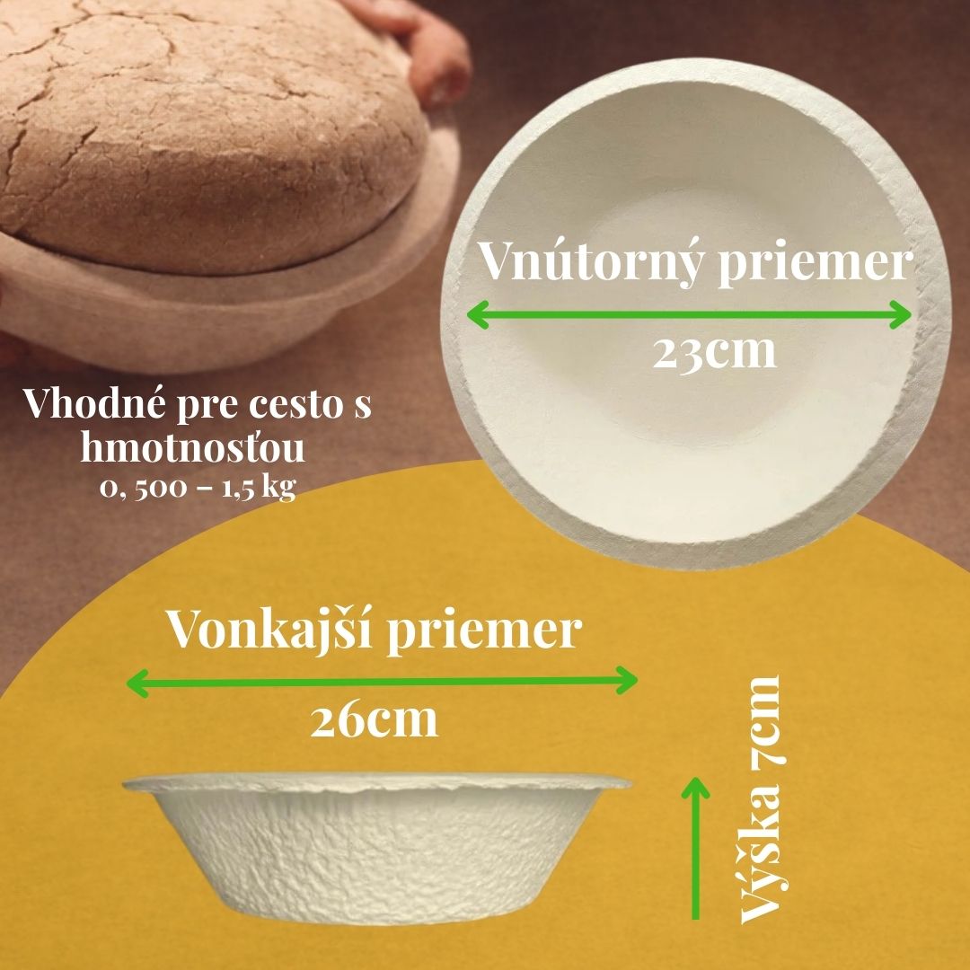 Okrúhla ošatka na chlieb s priemerom 23 cm z drevenej buničiny