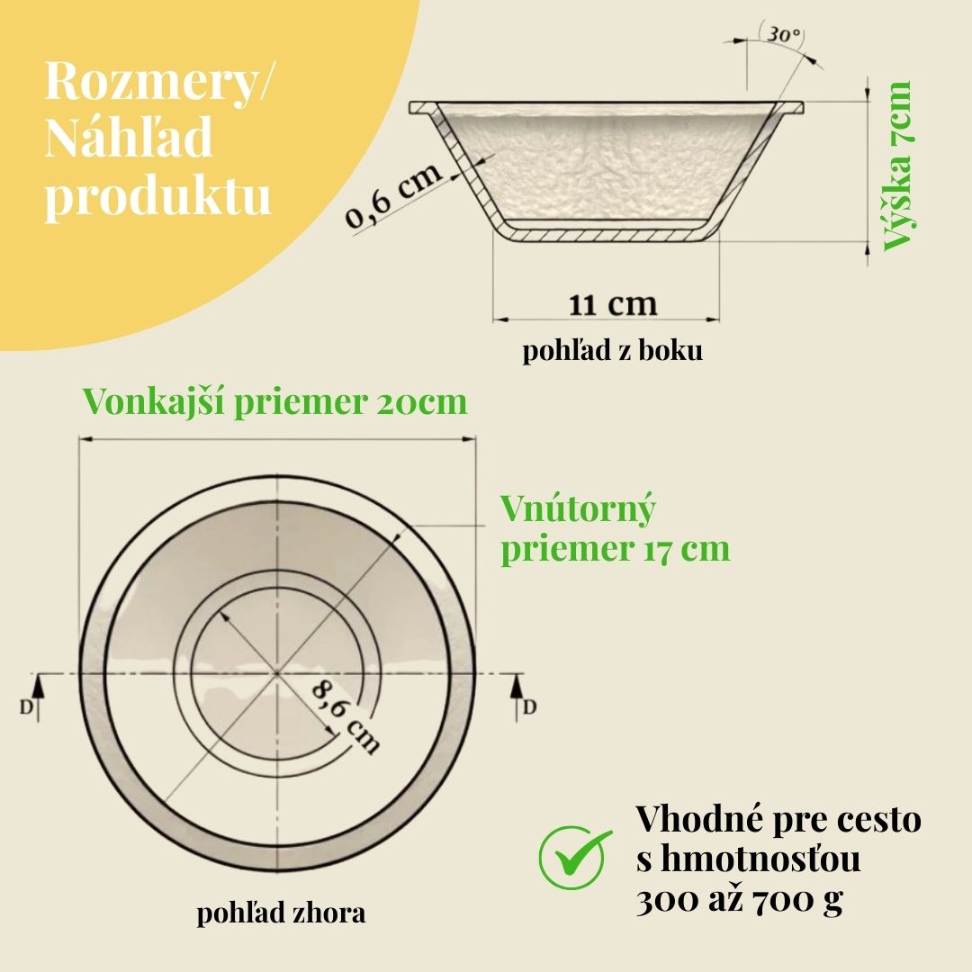 MINI Oválna ošatka na chlieb s priemerom 17 cm z drevenej buničiny